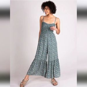 Natural Life Green Floral Jumpsuit